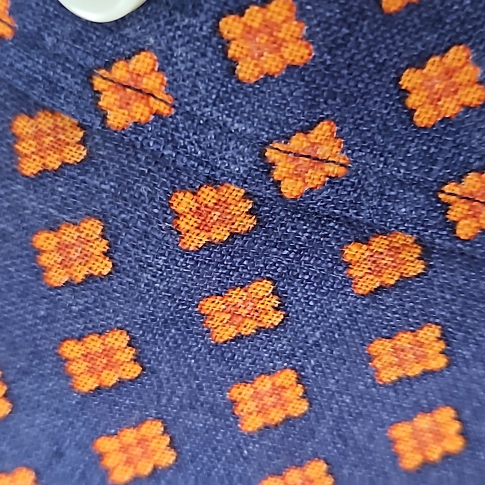 Ann Mashburn blue/orange diamond print collared top-XS - Picture 2 of 9